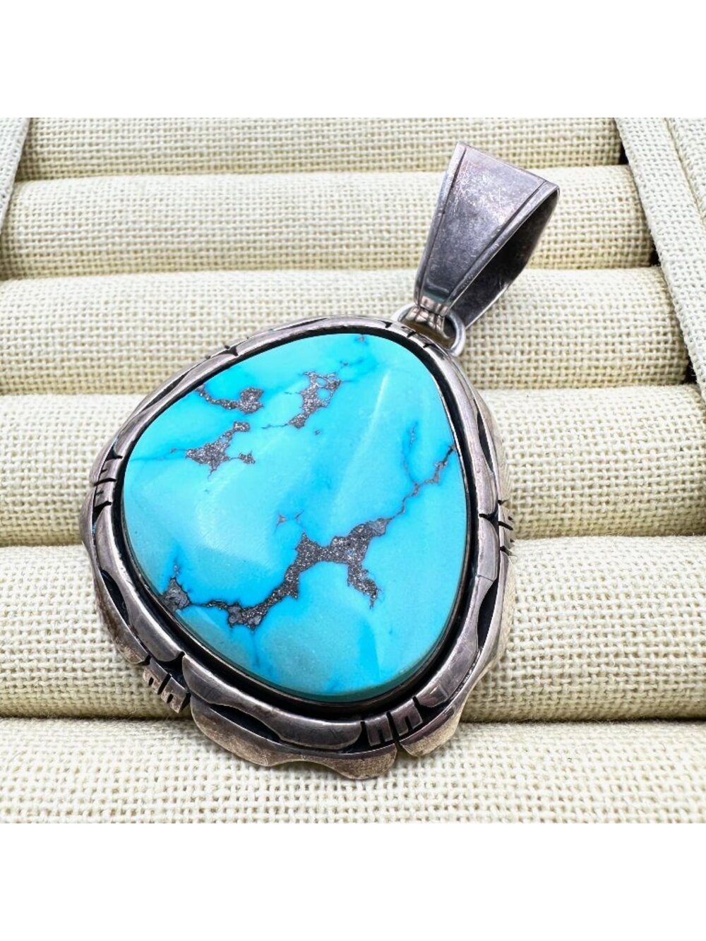 Native American W Billie Turquoise Sterling Silver Pendant Mens Womens Unisex